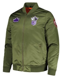 Sacramento Kings Green Bomber Satin Jacket