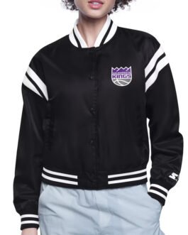 Sacramento Kings Printed Logo Varsity Satin Jacket