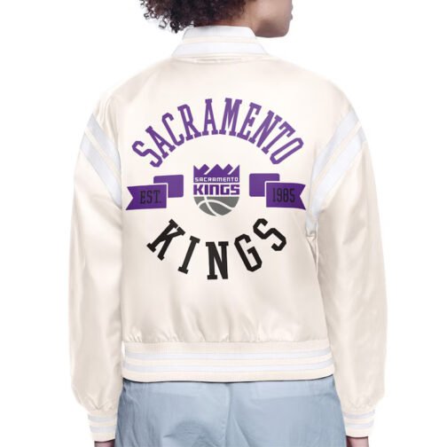 Sacramento Kings Printed Logo Varsity Satin Jacket - Image 4