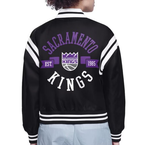Sacramento Kings Printed Logo Varsity Satin Jacket - Image 3