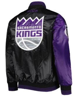 Sacramento Kings Purple/Black Fast Break Satin Jacket