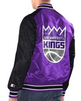 Sacramento Kings Renegade Purple/Black Varsity Satin Jacket
