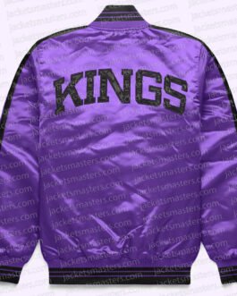 Sacramento Kings Striped Varsity Full-Snap Satin Jacket