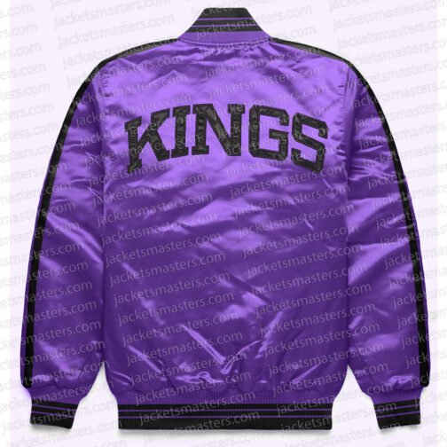 Sacramento Kings Striped Varsity Full-Snap Satin Jacket - Image 2