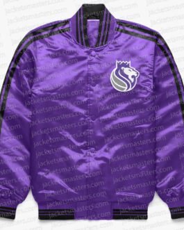 Sacramento Kings Striped Varsity Full-Snap Satin Jacket