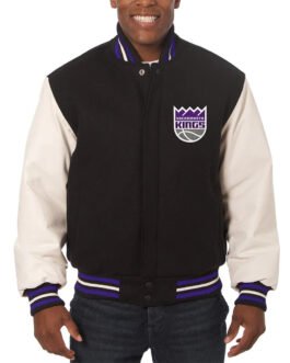 Varsity Sacramento Kings Domestic Black and White Jacket