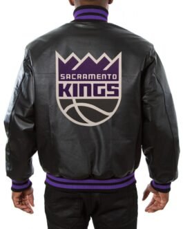 Varsity Sacramento Kings Black Leather Jacket
