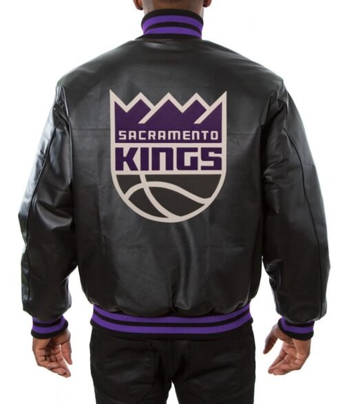 Varsity Sacramento Kings Black Leather Jacket - Image 2