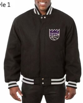 Sacramento Kings Black All Varsity Wool Jacket