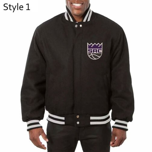 Sacramento Kings Black All Varsity Wool Jacket
