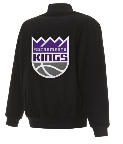 Varsity Sacramento Kings Black Wool Jacket - Image 2