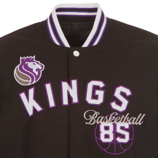 Sacramento Kings Black and Gray Varsity Wool Jacket - Image 6