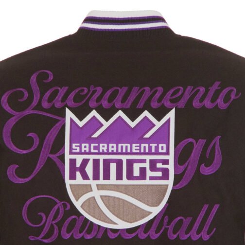 Sacramento Kings Black and Gray Varsity Wool Jacket - Image 7