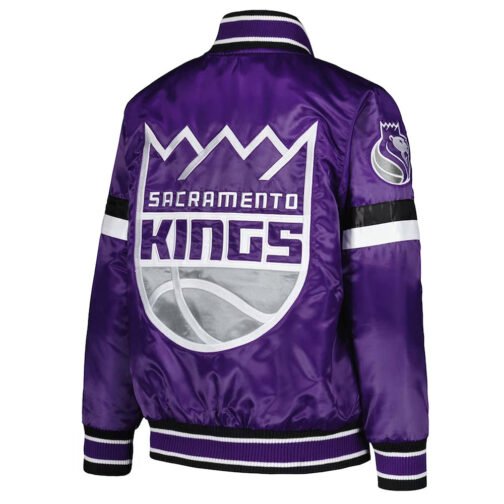 Sacramento Kings Youth Home Game Purple Satin Jacket - Image 3
