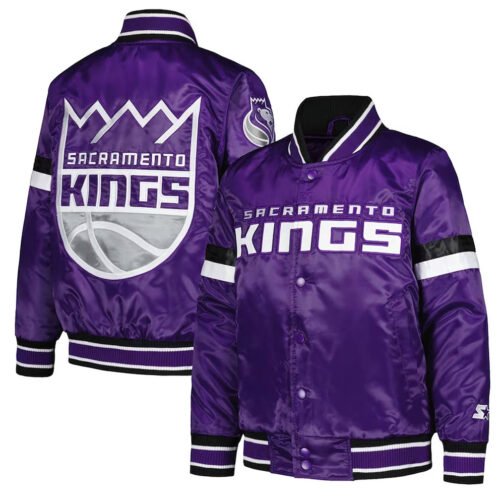 Sacramento Kings Youth Home Game Purple Satin Jacket - Image 5