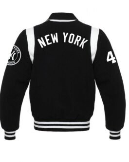 NY Yankees Sailor Collar Black Varsity Jacket