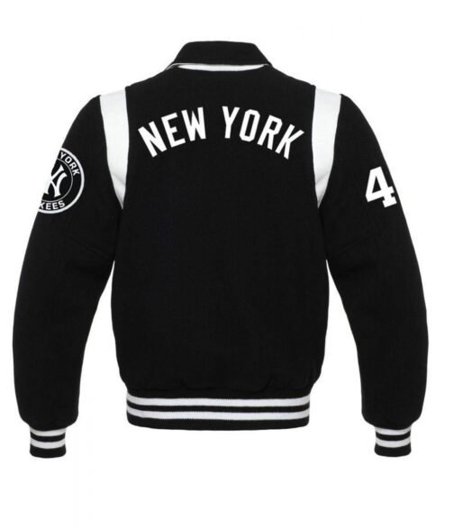 NY Yankees Sailor Collar Black Varsity Jacket - Image 2