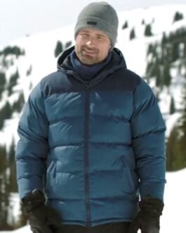 Crashing Through The Snow Warren Christie Puffer Hooded Jacket