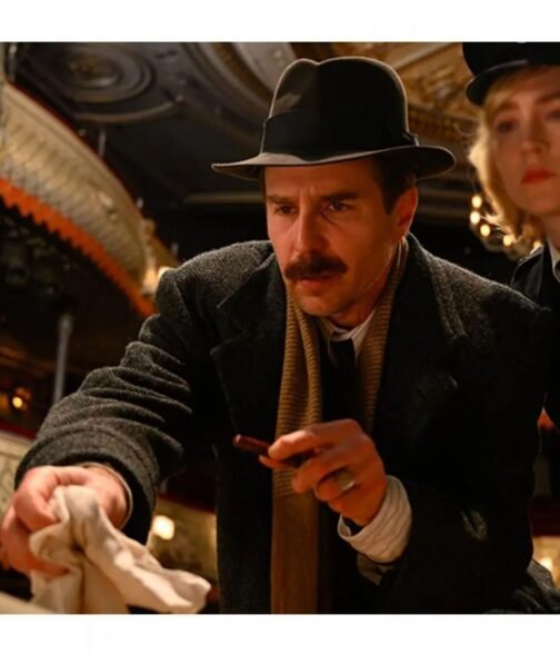 Sam Rockwell See How They Run Gray Wool Coat - Image 6