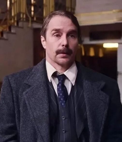 Sam Rockwell See How They Run Gray Wool Coat - Image 2