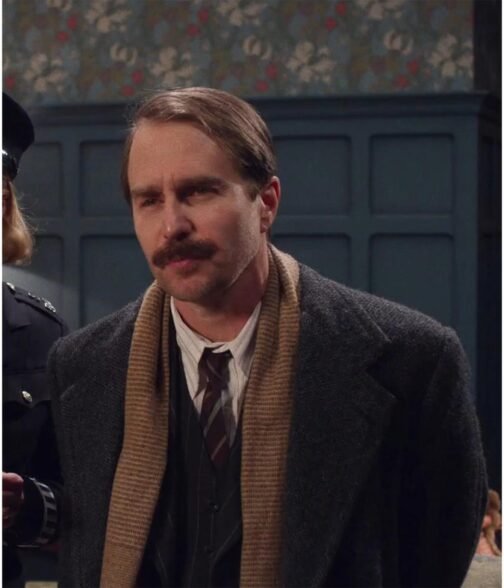 Sam Rockwell See How They Run Gray Wool Coat - Image 4