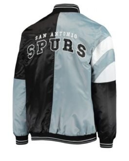 San Antonio Spurs Starter Satin Black and Grey Jacket