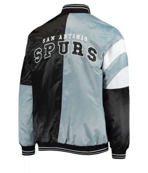San Antonio Spurs Starter Satin Black and Grey Jacket - Image 2
