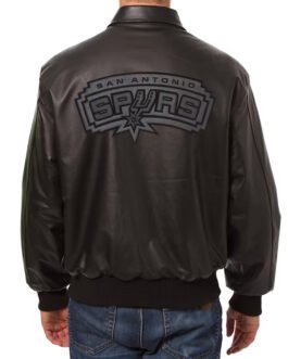 San Antonio Spurs Black Tonal Leather Jacket