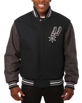 San Antonio Spurs Charcoal/Black Varsity Wool Jacket