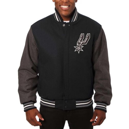 San Antonio Spurs Charcoal/Black Varsity Wool Jacket