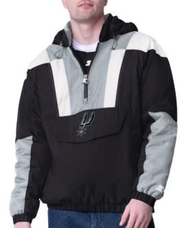 Black/Silver San Antonio Spurs Charger Half-Zip Pullover Jacket