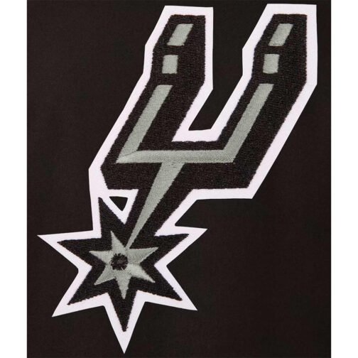 Embroidered San Antonio Spurs Varsity Black Wool Jacket - Image 4
