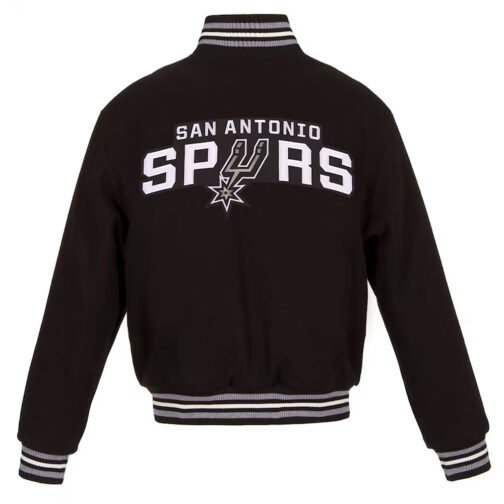 Embroidered San Antonio Spurs Varsity Black Wool Jacket - Image 2
