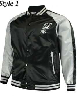 San Antonio Spurs Grey/Black Satin Jacket