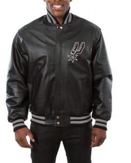 Varsity San Antonio Spurs Black Leather Jacket