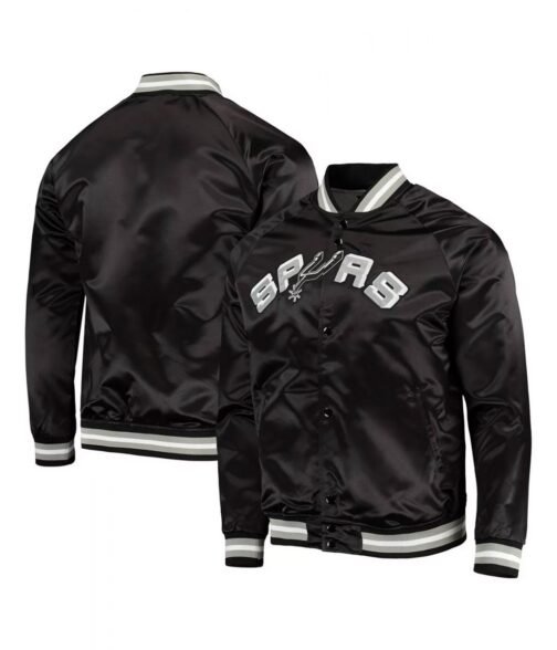 Black San Antonio Spurs Satin Jacket - Image 3