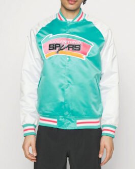 Prime Time Aqua/White San Antonio Spurs Varsity Satin Jacket