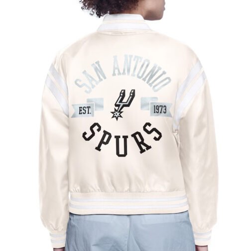 San Antonio Spurs Printed Logo Varsity Satin Jacket - Image 4