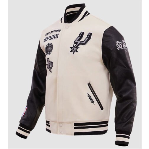 San Antonio Spurs Retro Classic Rib Varsity Jacket - Image 3