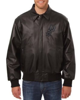 San Antonio Spurs Black Tonal Leather Jacket