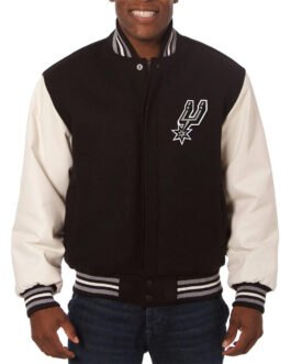 Varsity San Antonio Spurs Two-Tone Black and White Jacket