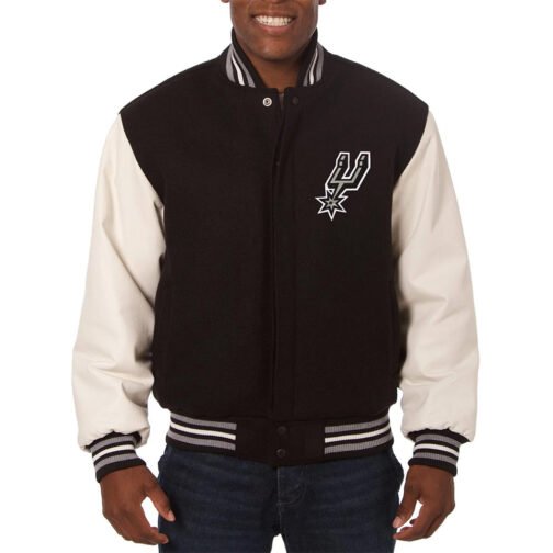 Varsity San Antonio Spurs Two-Tone Black and White Jacket