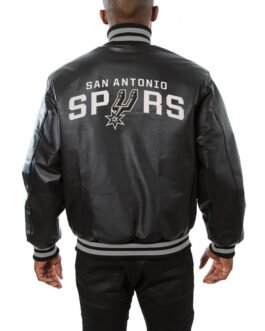 Varsity San Antonio Spurs Black Leather Jacket