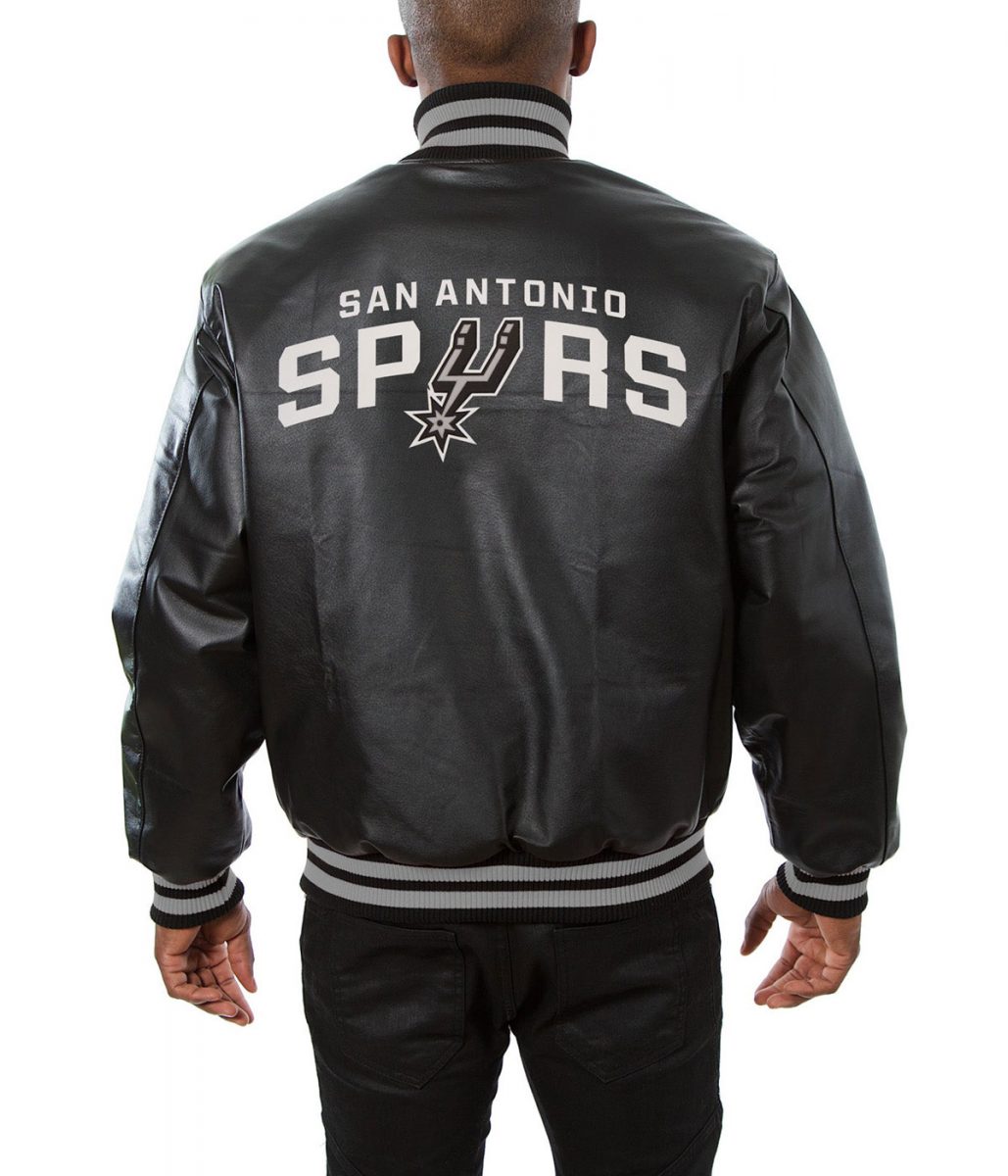 Varsity San Antonio Spurs Black Leather Jacket - Image 2