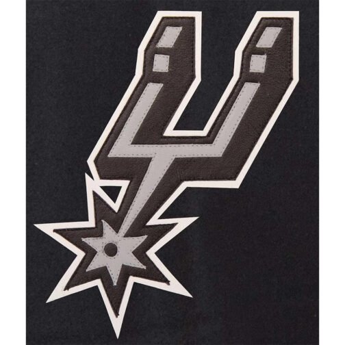 San Antonio Spurs Charcoal/Black Varsity Wool Jacket - Image 3