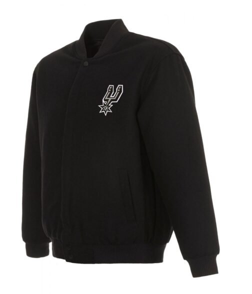 Varsity San Antonio Spurs Black Wool Jacket