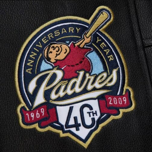 San Diego Padres Black Out Vintage Logo Varsity Jacket - Image 8