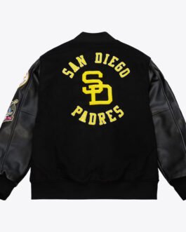 San Diego Padres Black Out Vintage Logo Varsity Jacket
