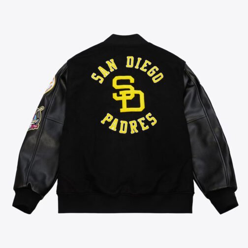 San Diego Padres Black Out Vintage Logo Varsity Jacket - Image 2