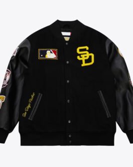 San Diego Padres Black Out Vintage Logo Varsity Jacket